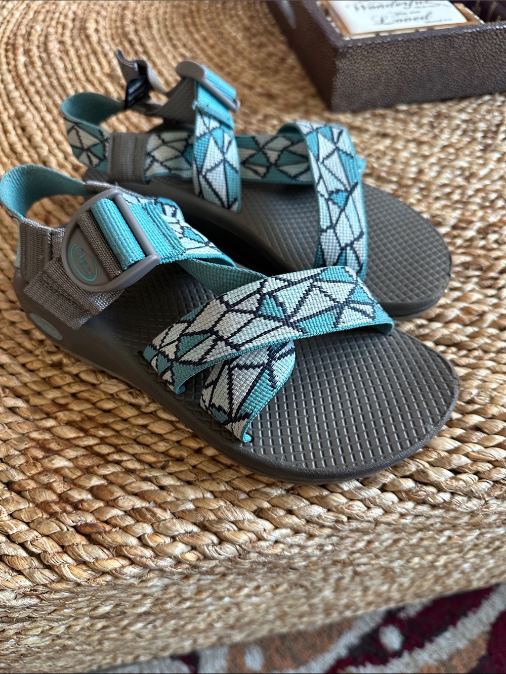 Women’s size 6 Teal & Gray Active Sport Sandals Outdoor thick Straps